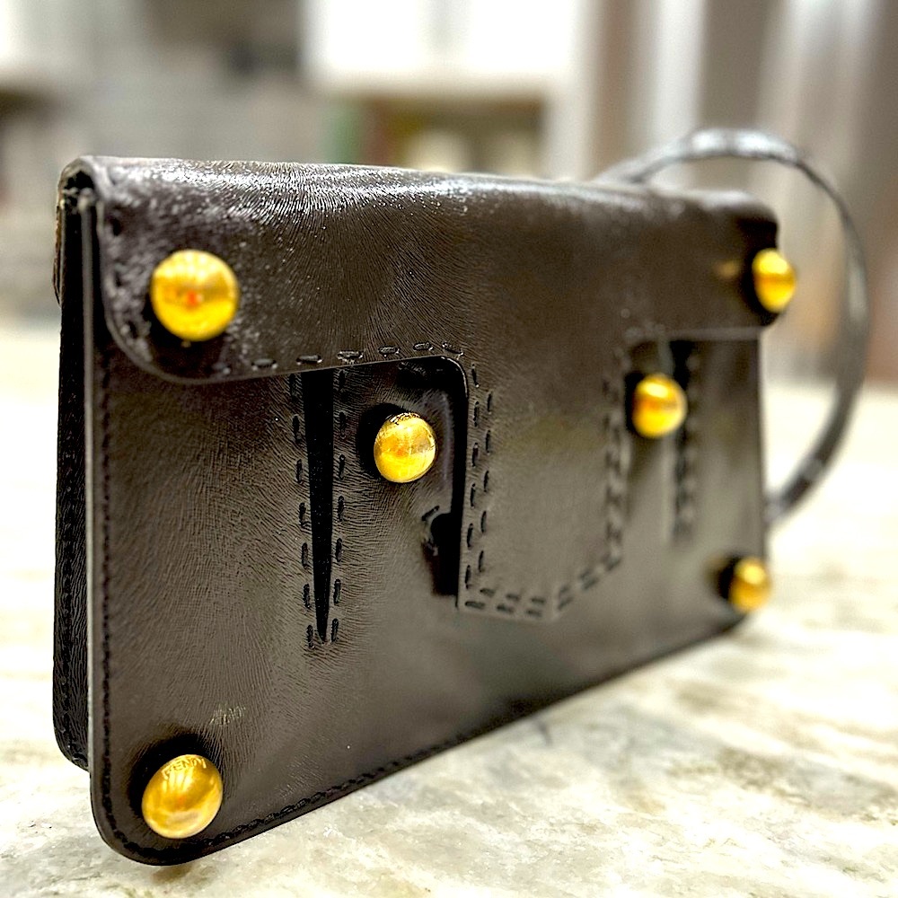 Fendi Authentic Glazed Calf Skin Dark Brown Shoulder/Crossbody Bag